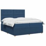 vidaXL LED boxspring posteľ s matracom Modrá 200 x 200 cm Látka – Obrázok 2