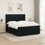 vidaXL LED boxspring posteľ s matracom Čierna 200 x 200 cm Látka – Obrázok 12