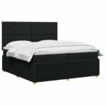 vidaXL LED boxspring posteľ s matracom Čierna 200 x 200 cm Látka – Obrázok 2