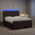 vidaXL LED boxspring posteľ s matracom Tmavohnedá 200 x 200 cm Látka – Obrázok 12