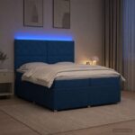 vidaXL LED boxspring posteľ s matracom Modrá 200 x 200 cm Látka – Obrázok 13