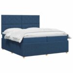 vidaXL LED boxspring posteľ s matracom Modrá 200 x 200 cm Látka – Obrázok 2