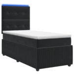 vidaXL LED boxspring posteľ s matracom Čierna 80 x 200 cm Zamat