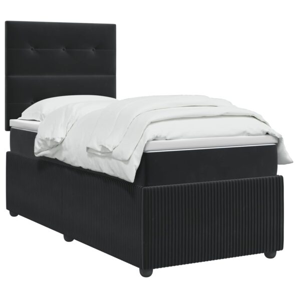 vidaXL LED boxspring posteľ s matracom Čierna 80 x 200 cm Zamat – Obrázok 2