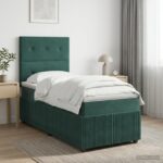 vidaXL LED boxspring posteľ s matracom Tmavozelená 80 x 200 cm Zamat – Obrázok 12