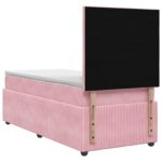 vidaXL LED boxspring posteľ s matracom Ružová 90 x 190 cm Zamat – Obrázok 7
