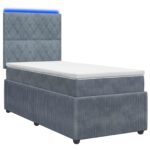 vidaXL LED boxspring posteľ s matracom Tmavosivá 90 x 200 cm Zamat – Obrázok 2