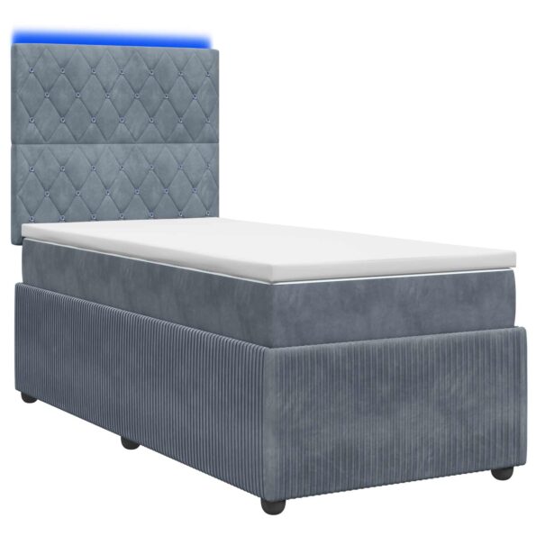 vidaXL LED boxspring posteľ s matracom Tmavosivá 90 x 200 cm Zamat – Obrázok 2