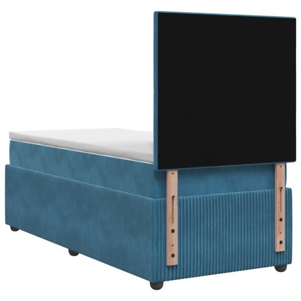 vidaXL LED boxspring posteľ s matracom Modrá 90 x 200 cm Zamat – Obrázok 7