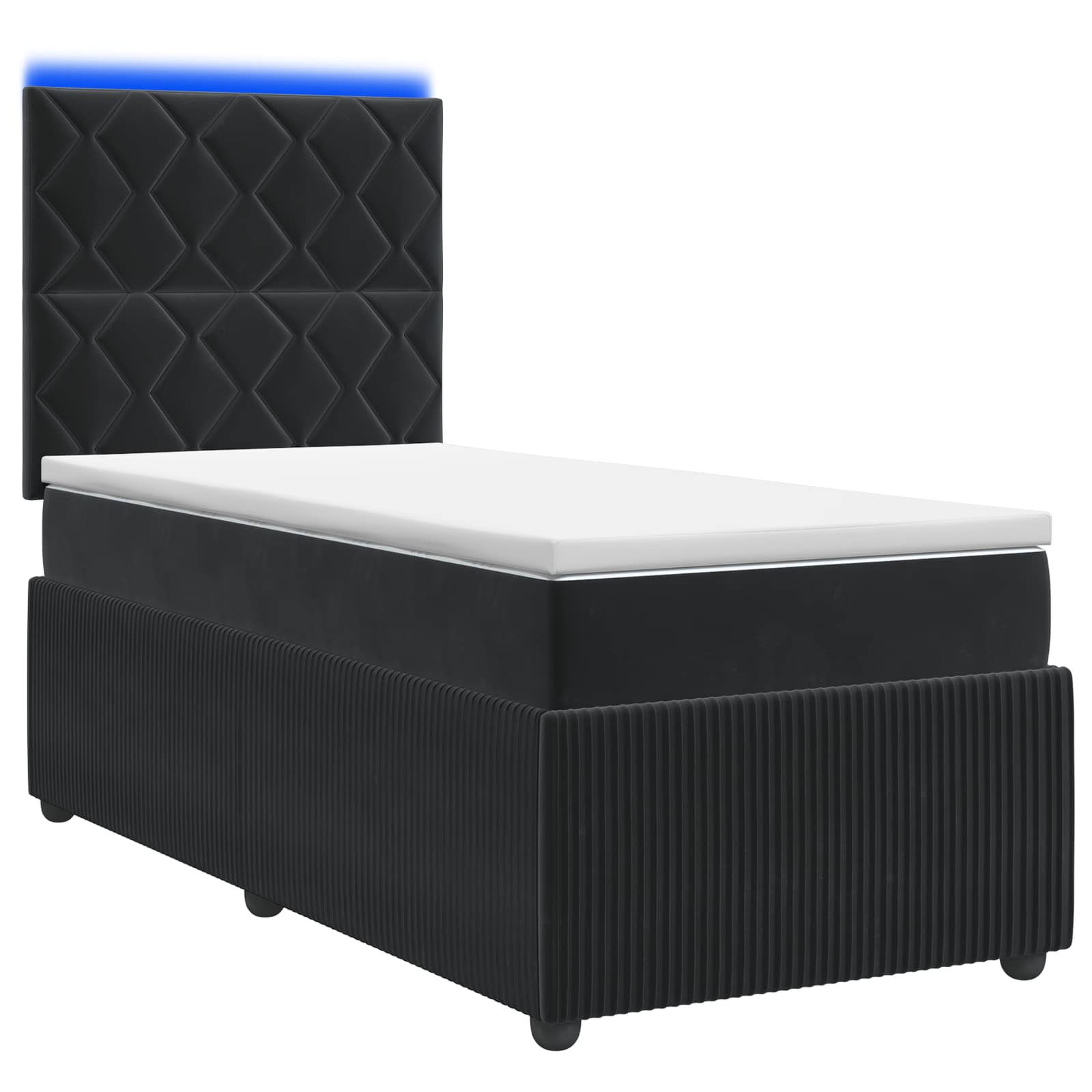 3456019_1.jpg vidaXL LED boxspring posteľ s matracom Čierna 100 x 200 cm Zamat – Obrázok 1
