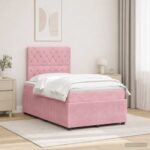 vidaXL LED boxspring posteľ s matracom Ružová 120 x 200 cm Zamat