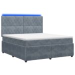 vidaXL LED boxspring posteľ s matracom Tmavosivá 140 x 190 cm Zamat