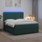 vidaXL LED boxspring posteľ s matracom Tmavozelená 140 x 190 cm Zamat – Obrázok 13
