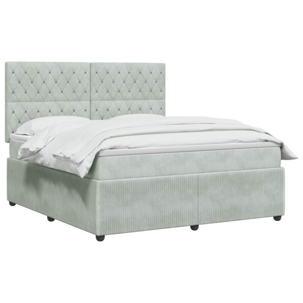 vidaXL LED boxspring posteľ s matracom Svetlosivá 160 x 200 cm Zamat – Obrázok 2