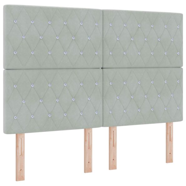 vidaXL LED boxspring posteľ s matracom Svetlosivá 160 x 200 cm Zamat – Obrázok 3