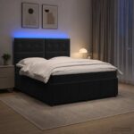 vidaXL LED boxspring posteľ s matracom Čierna 160 x 200 cm Zamat