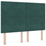 vidaXL LED boxspring posteľ s matracom Tmavozelená 160 x 200 cm Zamat – Obrázok 3