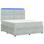 vidaXL LED boxspring posteľ s matracom Svetlosivá 180 x 200 cm Zamat