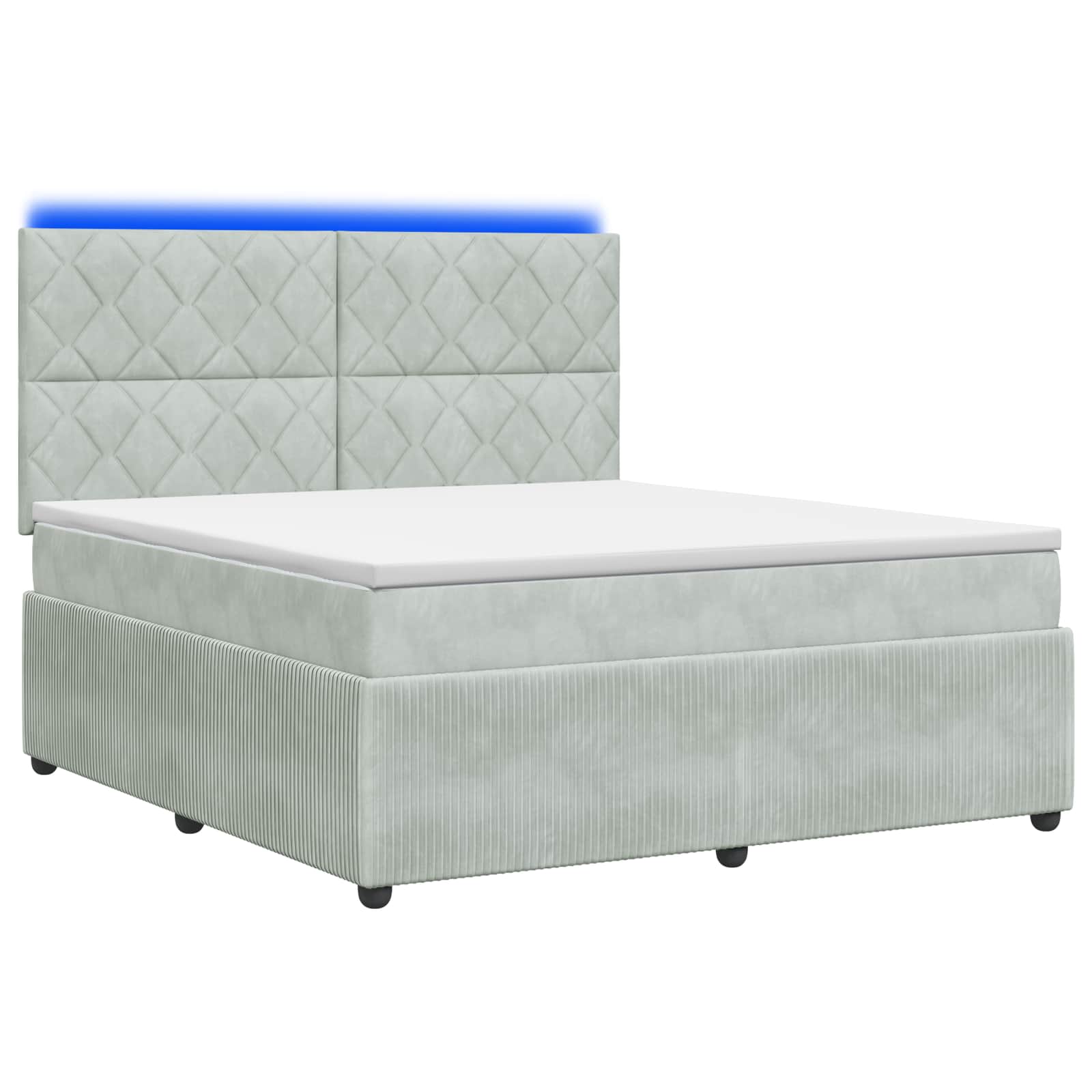 3456125_1.jpg vidaXL LED boxspring posteľ s matracom Svetlosivá 180 x 200 cm Zamat – Obrázok 1