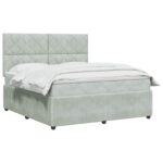 vidaXL LED boxspring posteľ s matracom Svetlosivá 180 x 200 cm Zamat – Obrázok 2