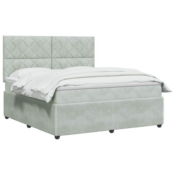 vidaXL LED boxspring posteľ s matracom Svetlosivá 180 x 200 cm Zamat – Obrázok 2