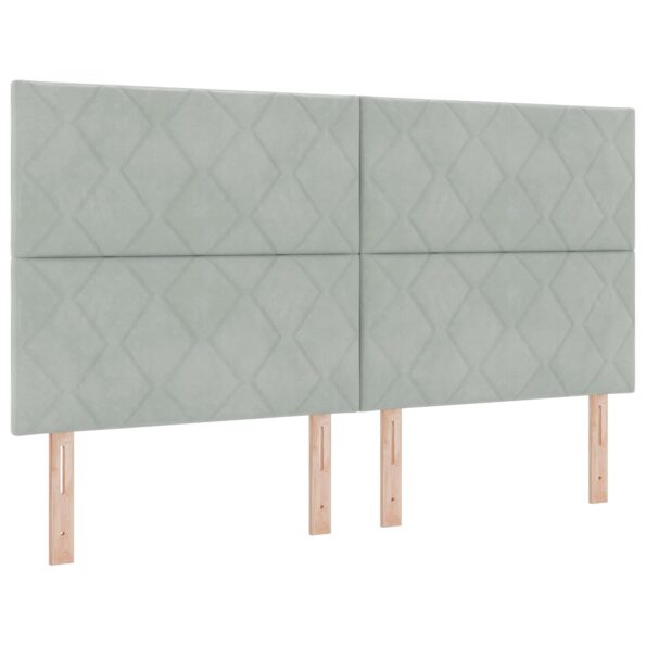 vidaXL LED boxspring posteľ s matracom Svetlosivá 180 x 200 cm Zamat – Obrázok 3