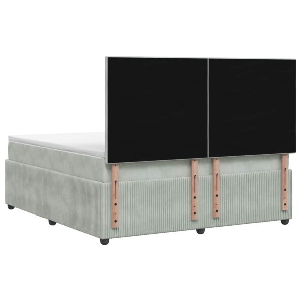 vidaXL LED boxspring posteľ s matracom Svetlosivá 180 x 200 cm Zamat – Obrázok 7