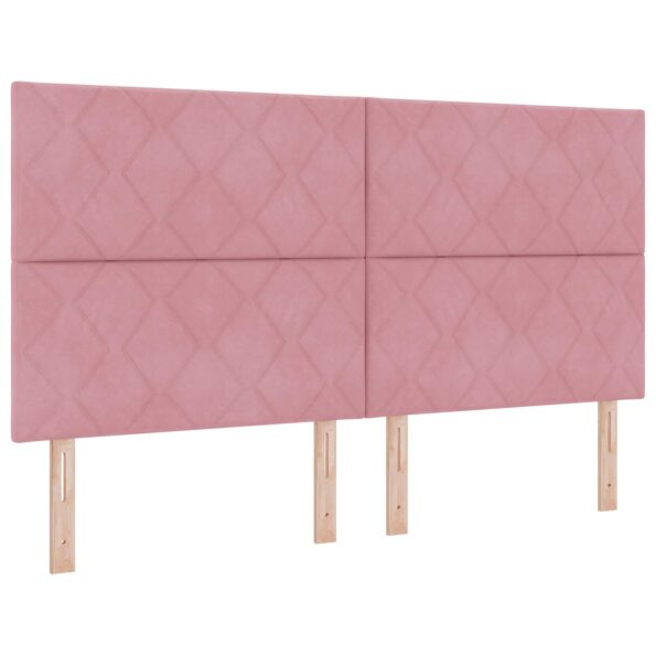 vidaXL LED boxspring posteľ s matracom Ružová 180 x 200 cm Zamat – Obrázok 3