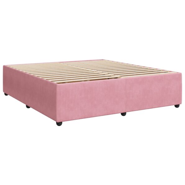 vidaXL LED boxspring posteľ s matracom Ružová 200 x 200 cm Zamat – Obrázok 4