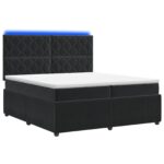 vidaXL LED boxspring posteľ s matracom Čierna 200 x 200 cm Zamat