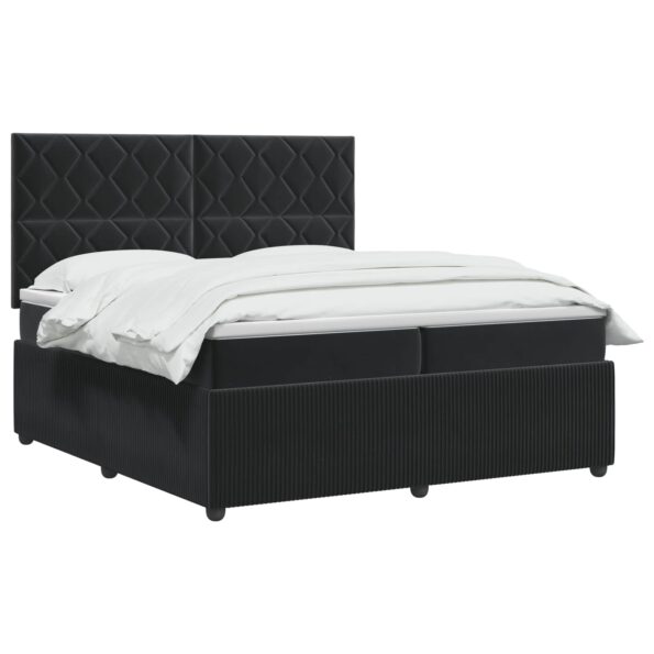 vidaXL LED boxspring posteľ s matracom Čierna 200 x 200 cm Zamat – Obrázok 2