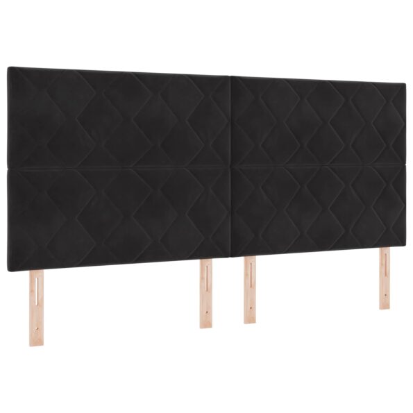 vidaXL LED boxspring posteľ s matracom Čierna 200 x 200 cm Zamat – Obrázok 3