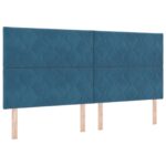 vidaXL LED boxspring posteľ s matracom Modrá 200 x 200 cm Zamat – Obrázok 3