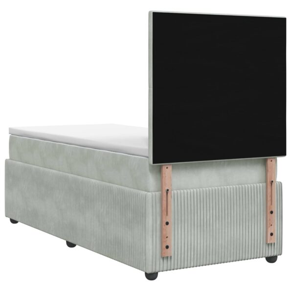 vidaXL LED boxspring posteľ s matracom Svetlosivá 90 x 190 cm Zamat – Obrázok 7