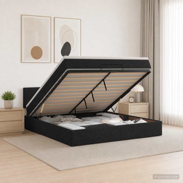 vidaXL Polohovací postel s matrací Čierna 140 x 190 cm Látka – Obrázok 12