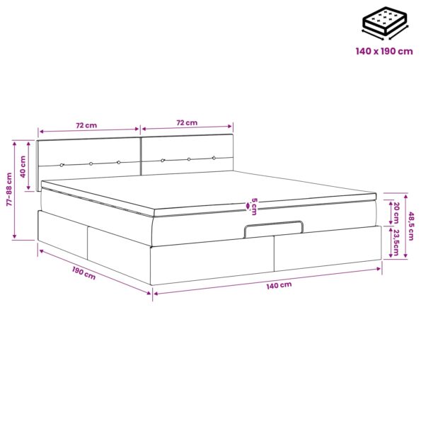 vidaXL Polohovací postel s matrací Čierna 140 x 190 cm Látka – Obrázok 11