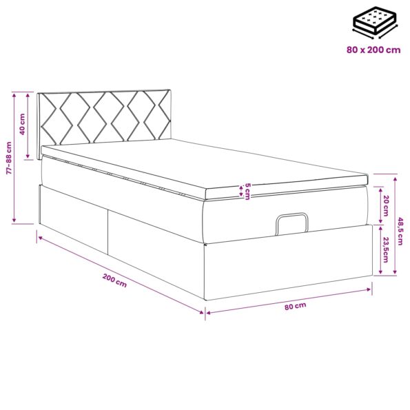 vidaXL Polohovací postel s matrací Krémová 80 x 200 cm Látka – Obrázok 11