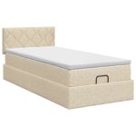 vidaXL Polohovací postel s matrací Krémová 80 x 200 cm Látka – Obrázok 7