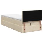 vidaXL Polohovací postel s matrací Krémová 80 x 200 cm Látka – Obrázok 8