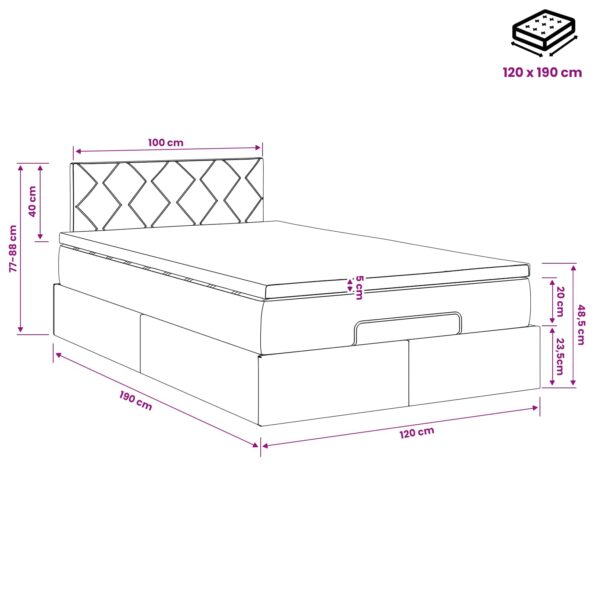 vidaXL Polohovací postel s matrací Sivohnedá 120 x 190 cm Látka – Obrázok 11