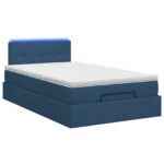 vidaXL Ottoman posteľ s matracom a LED Modrá 120 x 200 cm Látka – Obrázok 7