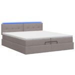 vidaXL Ottoman posteľ s matracom a LED Sivohnedá 200 x 200 cm Látka – Obrázok 7