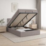 vidaXL Ottoman posteľ s matracom a LED Sivohnedá 120 x 200 cm Látka – Obrázok 13