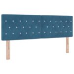 vidaXL Ottoman posteľ s matracom a LED Tmavo modrá 140 x 200 cm Zamat – Obrázok 3