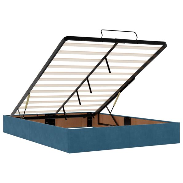 vidaXL Ottoman posteľ s matracom a LED Tmavo modrá 140 x 200 cm Zamat – Obrázok 4