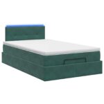vidaXL Ottoman posteľ s matracom a LED Tmavozelená 120 x 200 cm Zamat – Obrázok 7