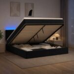 vidaXL Ottoman posteľ s matracom a LED Čierna 160 x 200 cm Zamat – Obrázok 12