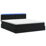 vidaXL Ottoman posteľ s matracom a LED Čierna 160 x 200 cm Zamat – Obrázok 7