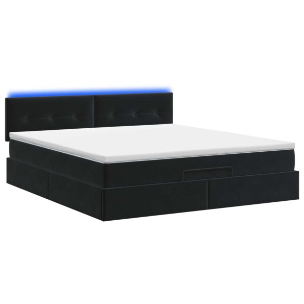 vidaXL Ottoman posteľ s matracom a LED Čierna 160 x 200 cm Zamat – Obrázok 7