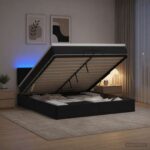 vidaXL Ottoman posteľ s matracom a LED Čierna 200 x 200 cm Zamat – Obrázok 13